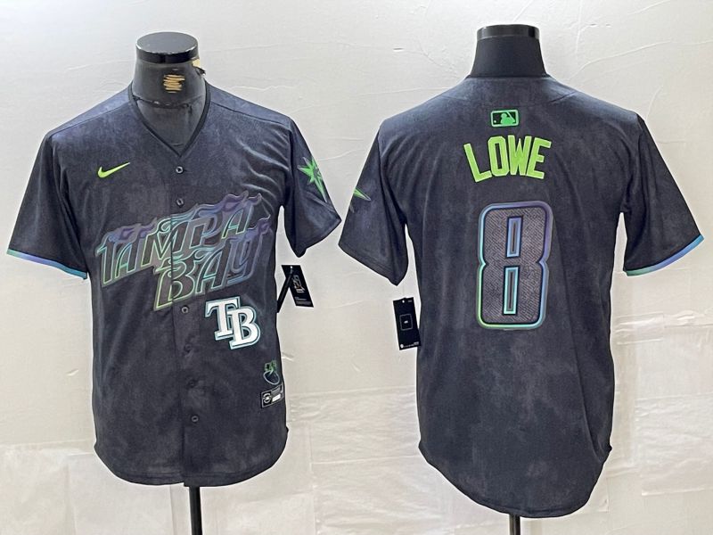Men Tampa Bay Rays 8 Lowe Nike MLB Limited City Connect Black 2024 Jersey style 5
